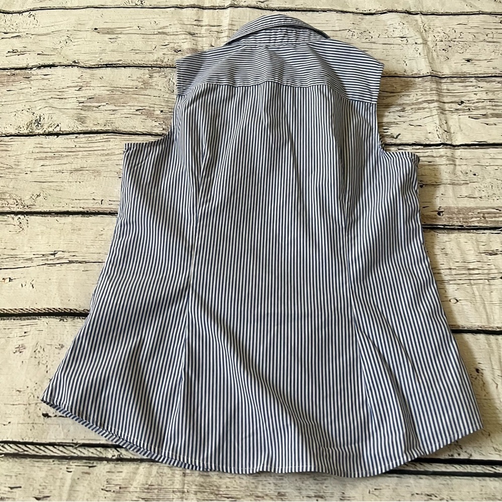 Banana Republic Factory Fitted Non-Iron Striped Sleeveless Shirt Size 10 View 6